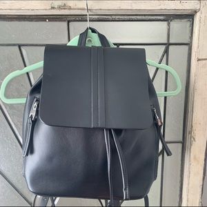 Zara medium faux black leather backpack